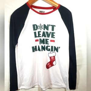 Don't Leave Me Hanging Christmas Stocking and Snowflake men's large long sleeve